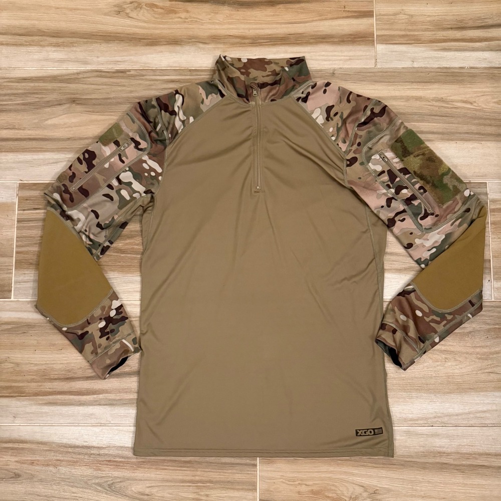 XGO Phase 3 Tactical Combat Shirt Mens Large Multicam Coyote Brown 1/4 Zip DBL3